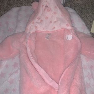 Pink Teddy Snowsuit Infant 3 months